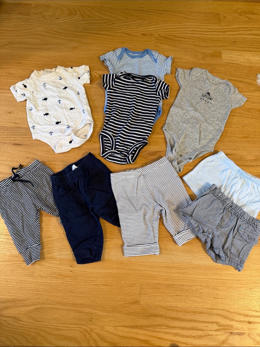 Baby Infant Nautical, Preppy themed summer bundle, 9 pcs, size 0-3 mo